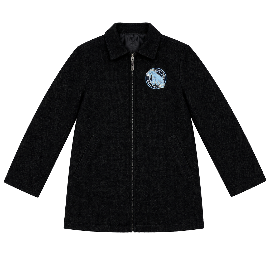 Vintage 90s The Disney Store Eeyore Suede Leather Jacket Size S Black 1