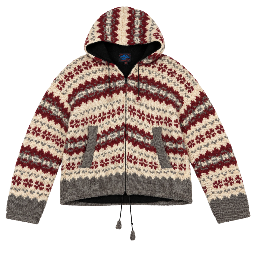 Himalayan Mountain Jacket Wool Fair Isle Zip Hoodie Fleece Lined 1