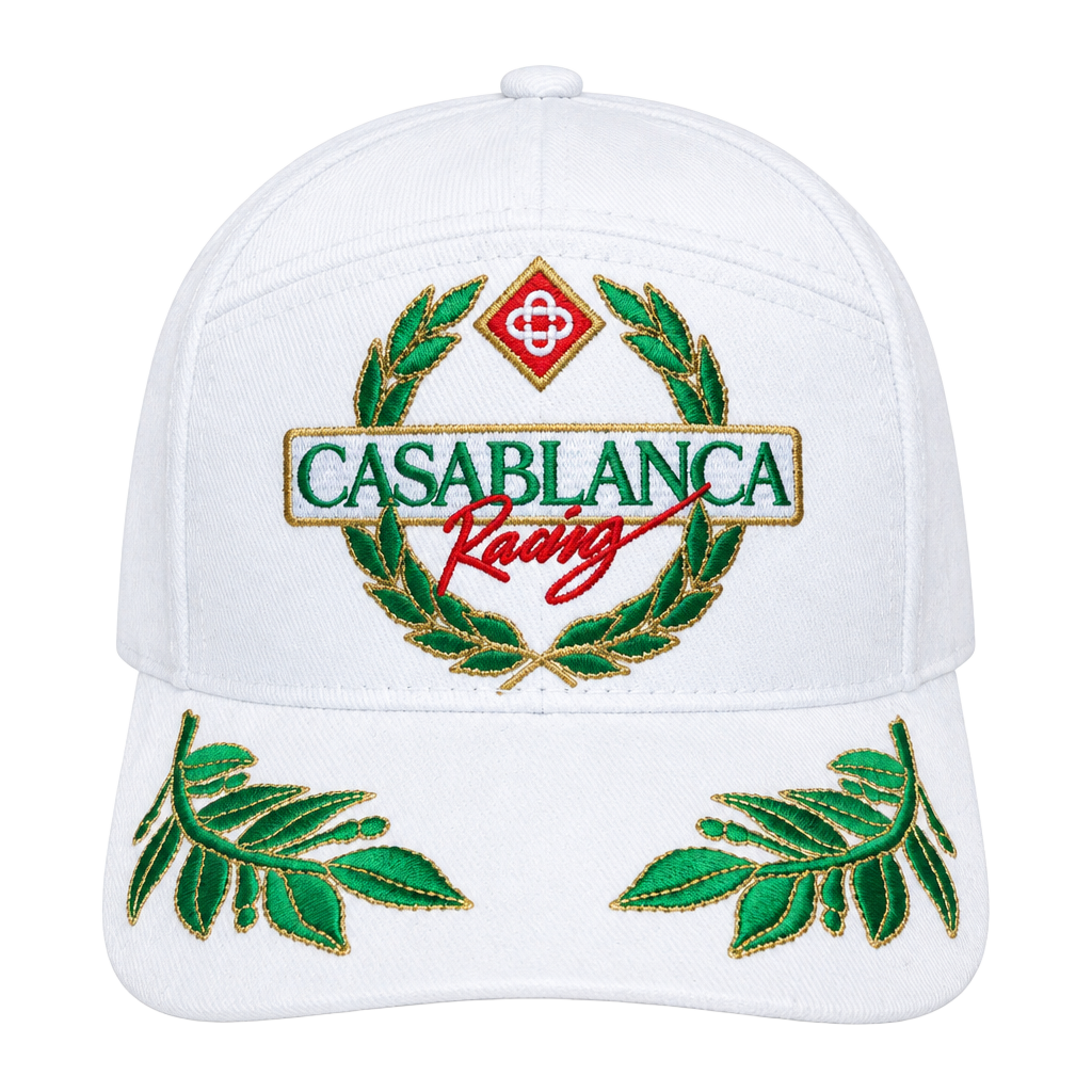 Casablanca Racing Cap O/S White Cotton Twill Embroidered Logo Hat 1