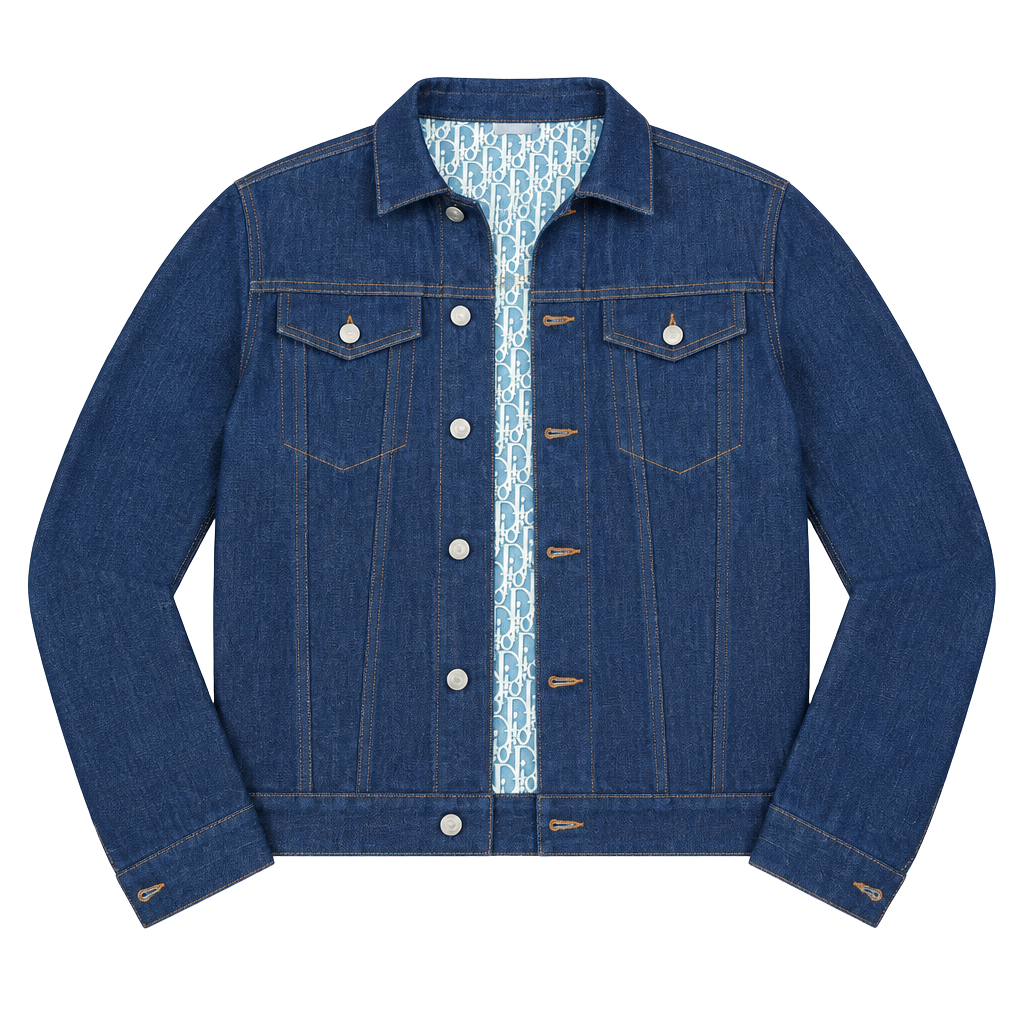 Dior Oblique Lining Denim Jacket Size 48 Blue 1