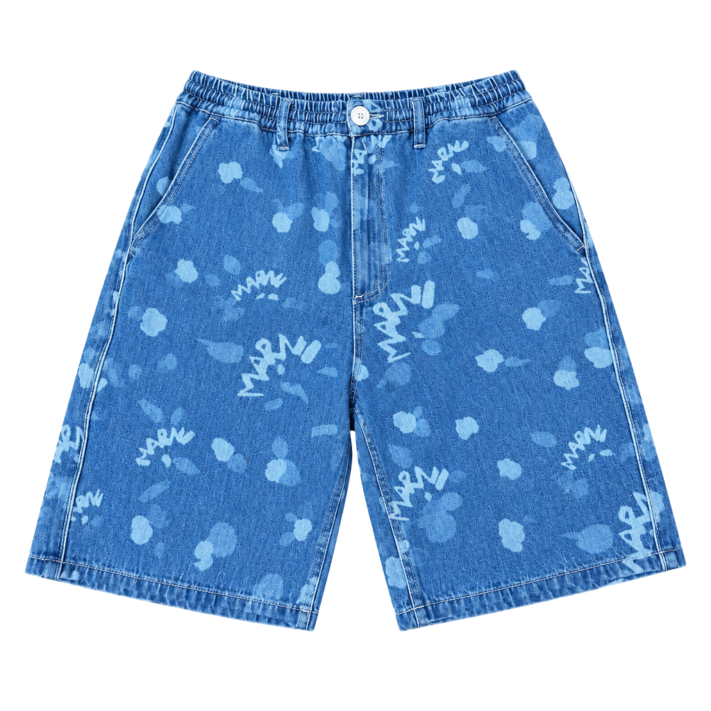 Marni Denim Shorts Size 30 Blue Logo Print Cotton 1