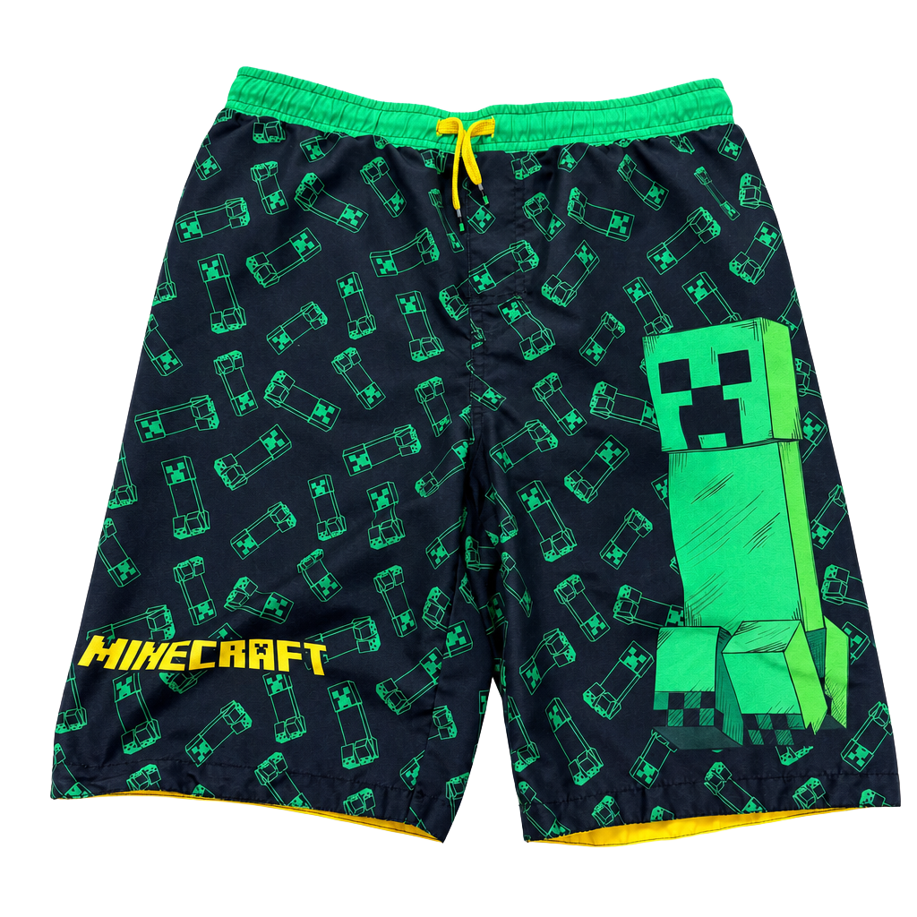Minecraft Boys Creeper Print Swim Trunks Size 14/16 1