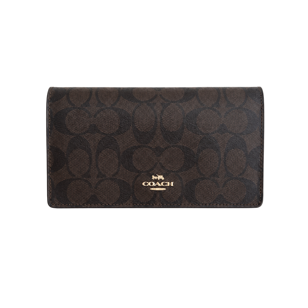 Coach Hayden Foldover Crossbody Clutch in Signature Canvas Brown Black 1