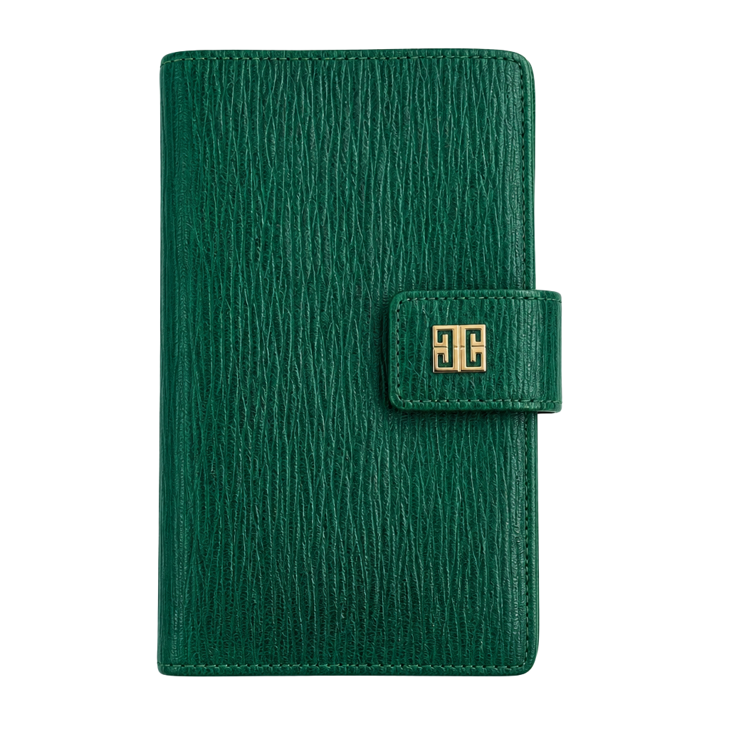 Givenchy Vintage Green Ribbed Lizard-Embossed Leather Kiss Lock Continental 1