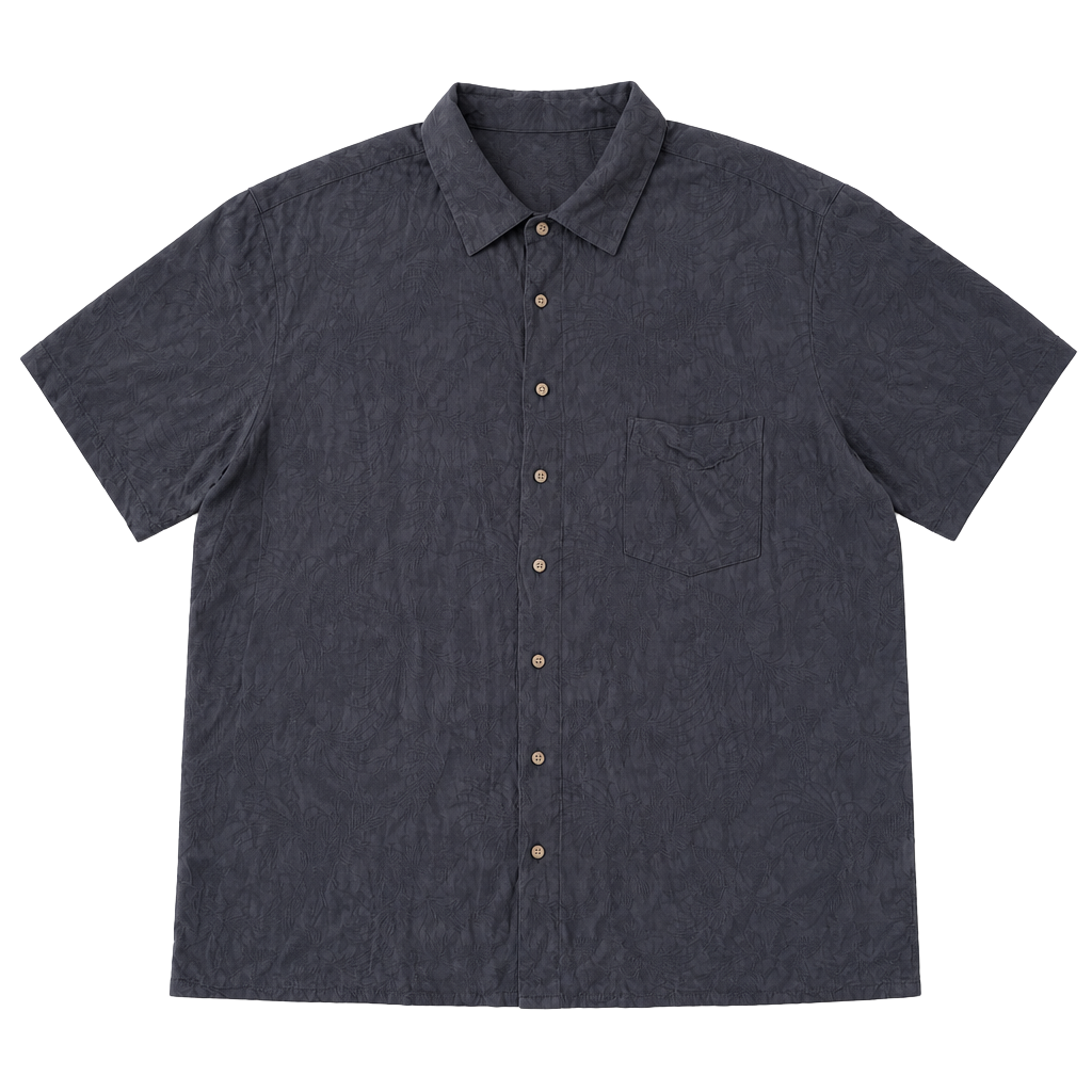 Batik Bay Short Sleeve Button Down Shirt Black Tropical Print Size 3XB 1