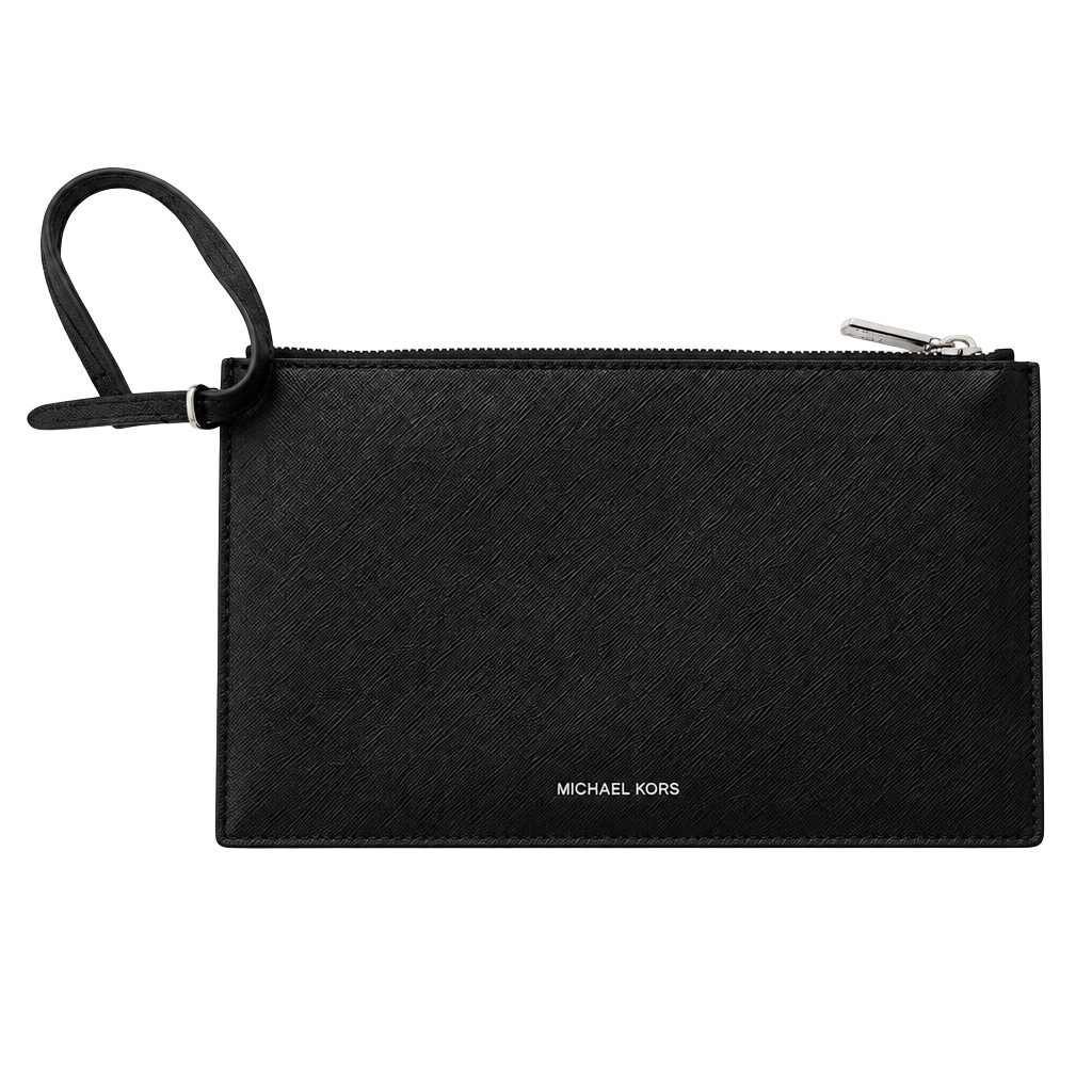 Michael Kors Saffiano Leather Wristlet Pouch Black 1