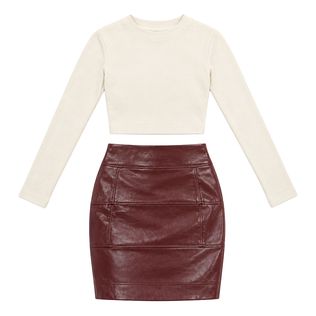 Pilcro Faux Leather Skirt Brown 1