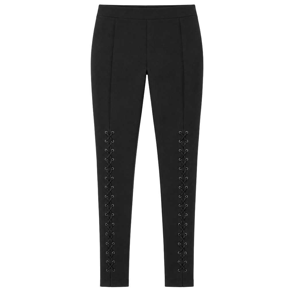 BCBGMaxAzria Elin Lace-Up Leggings Size M Black 1