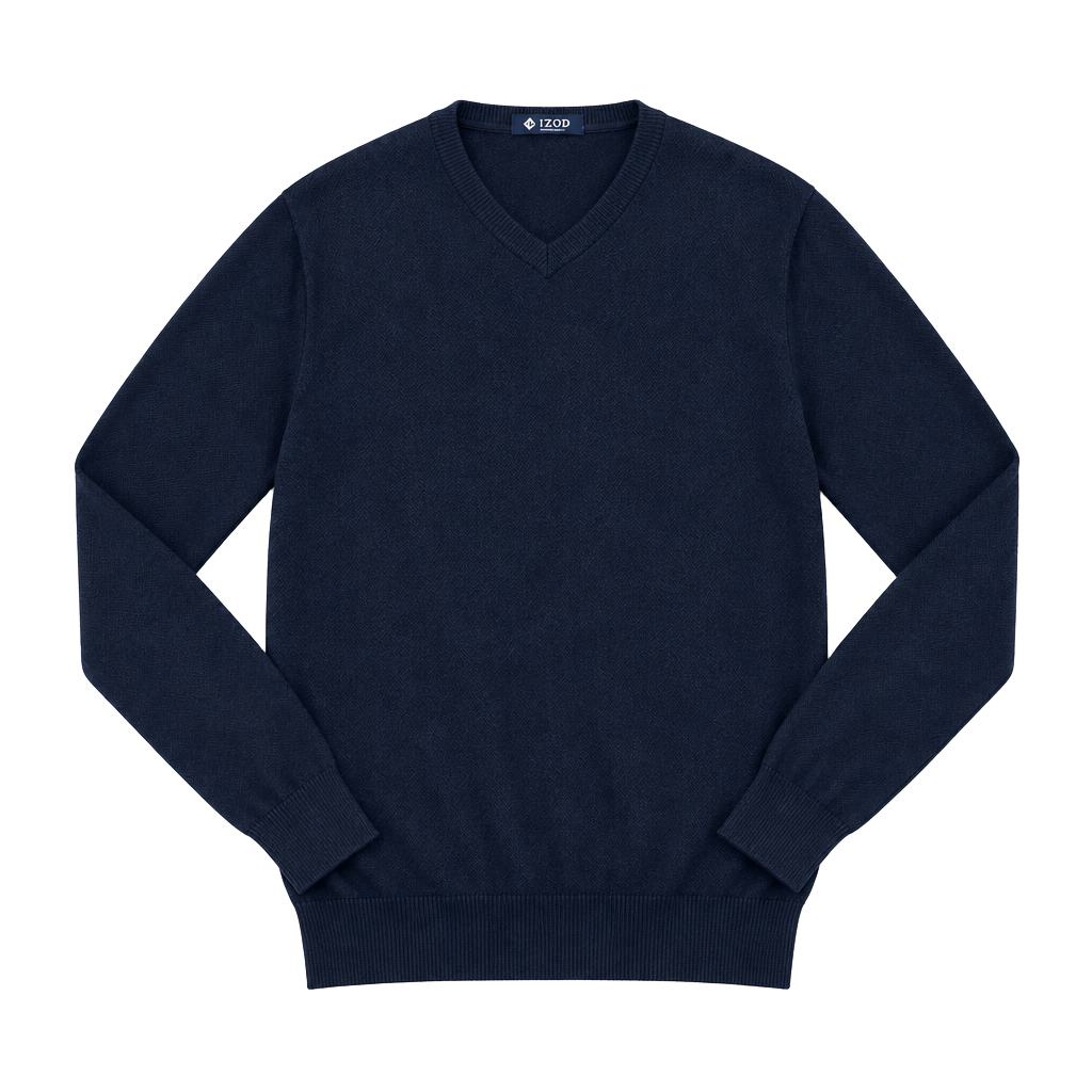 J.Crew V-Neck Sweater Size L Navy Blue 100% Cotton Pullover 1