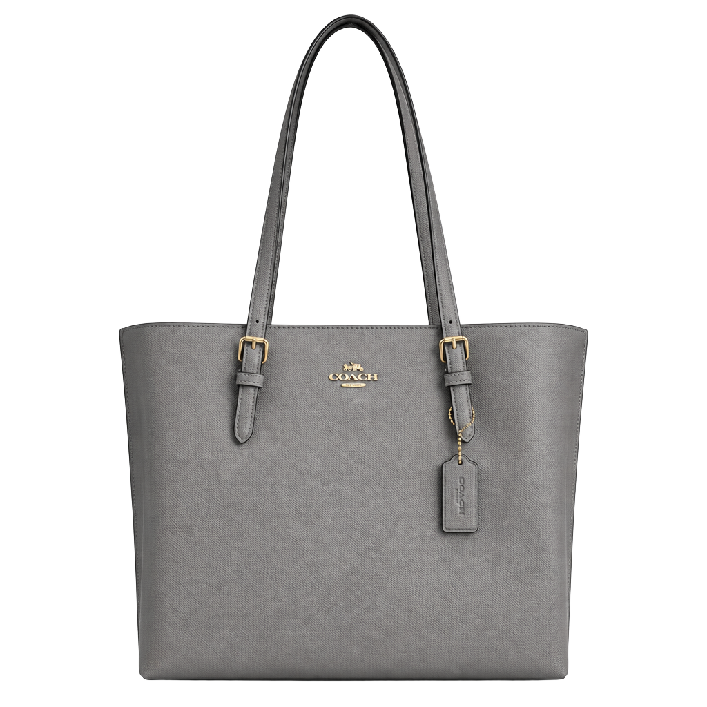 Coach Mollie Large Tote Grey Pebbled Leather Handbag 1