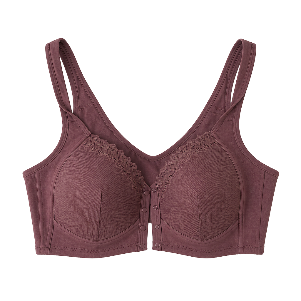Wireless Comfort Bra Size 46D Mauve Cotton Blend Front Closure 1