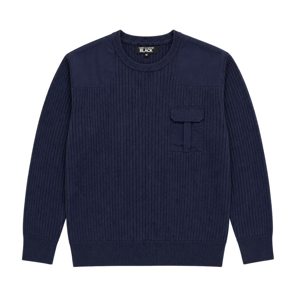 Westport Black Ribbed Military Crew Neck Sweater Size 2XB Blue 1