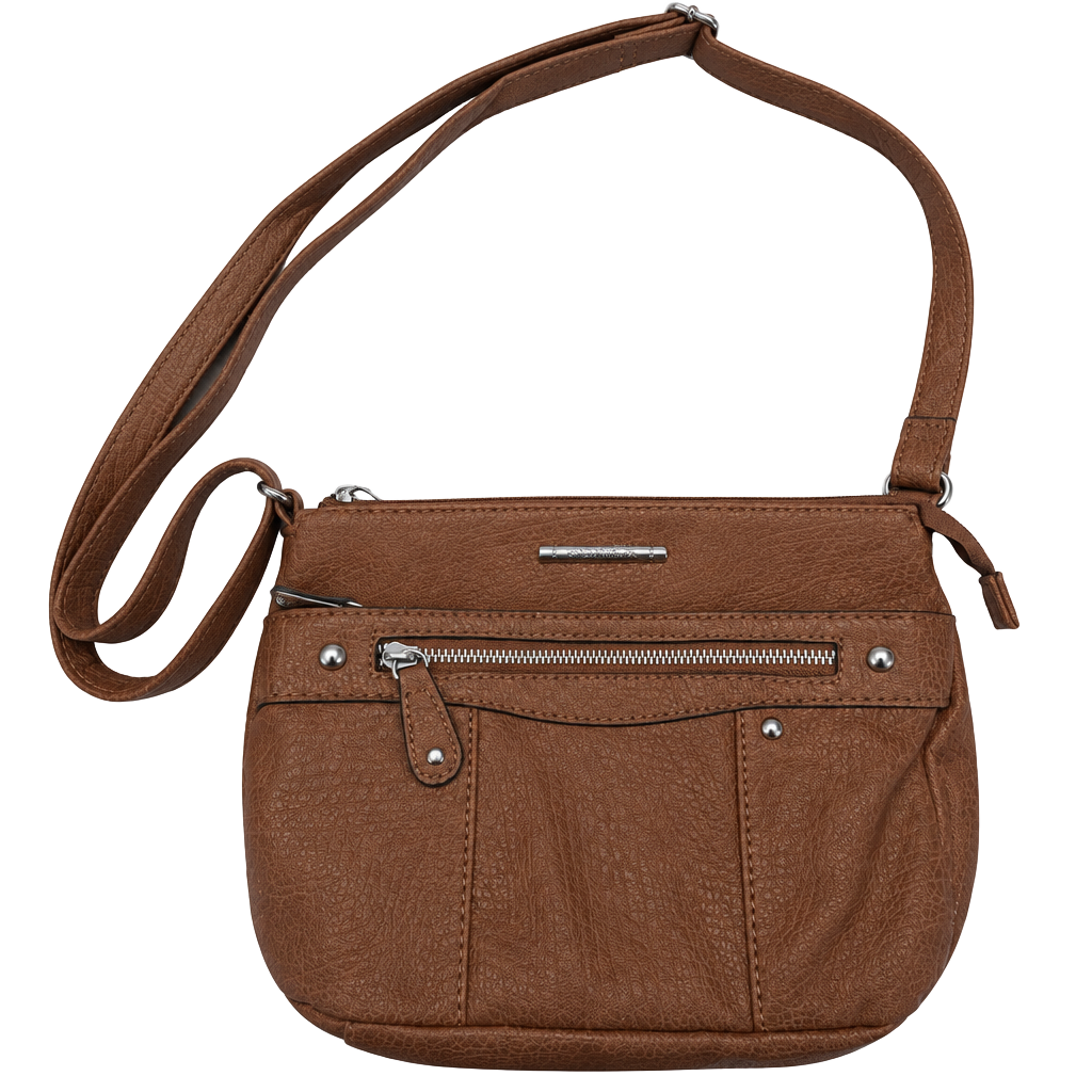 Jaclyn Smith Brown Faux Leather Crossbody Handbag 1
