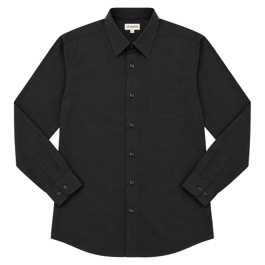 Gioberti Black Long Sleeve Dress Shirt Size 12 Pocket Button Down 1