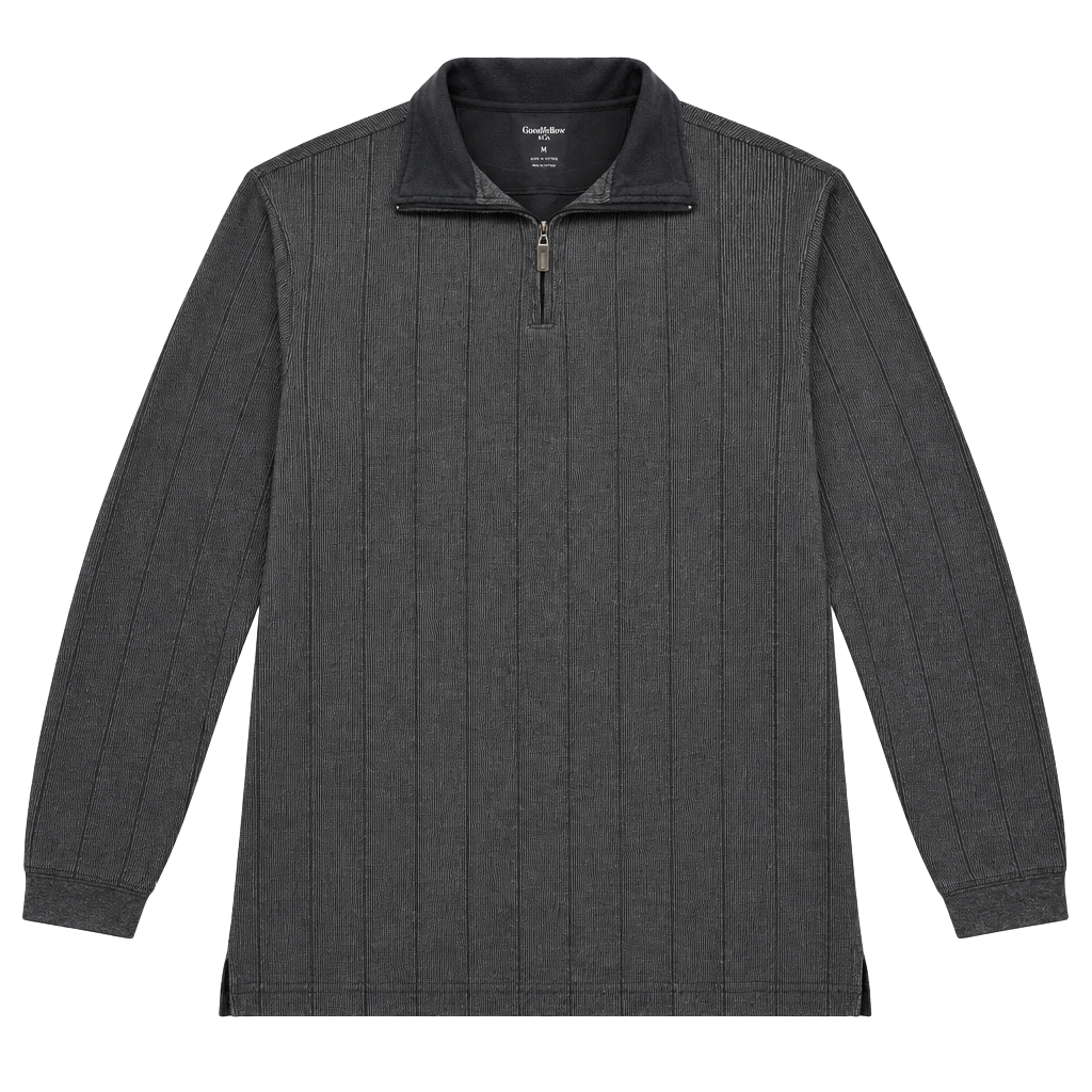 Marc Edwards 1/4 Zip Men’s Pullover Sweater Size XLT Gray Striped Mock Neck 1