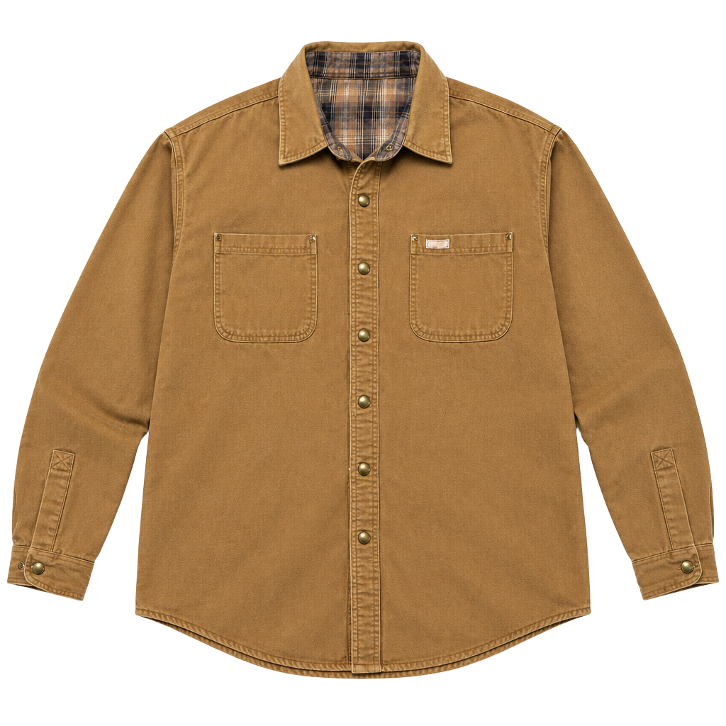 Carhartt S96BRN Lined Shirt Jacket XL Brown Flannel Lined Cotton Workwear 1