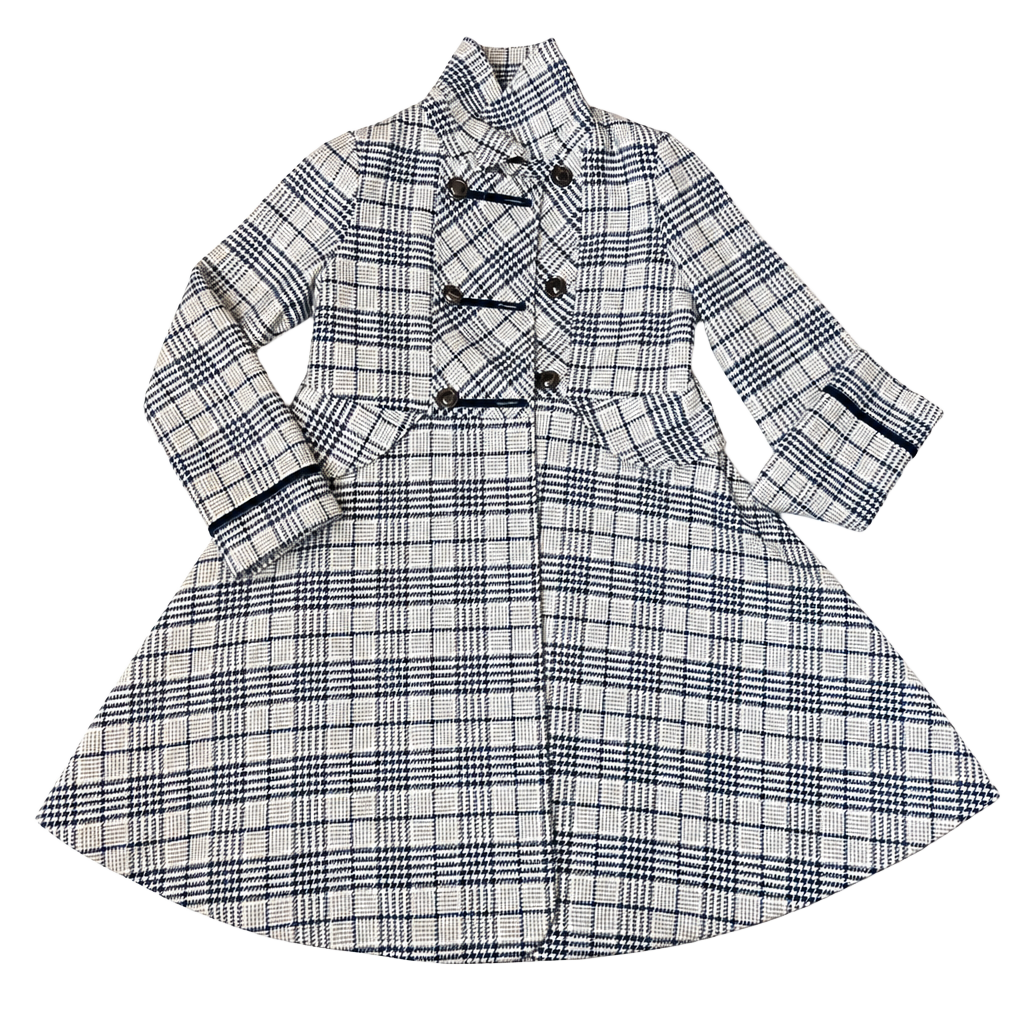 Rothschild Girls Pea Coat Skirted Black and White Plaid Coat 1