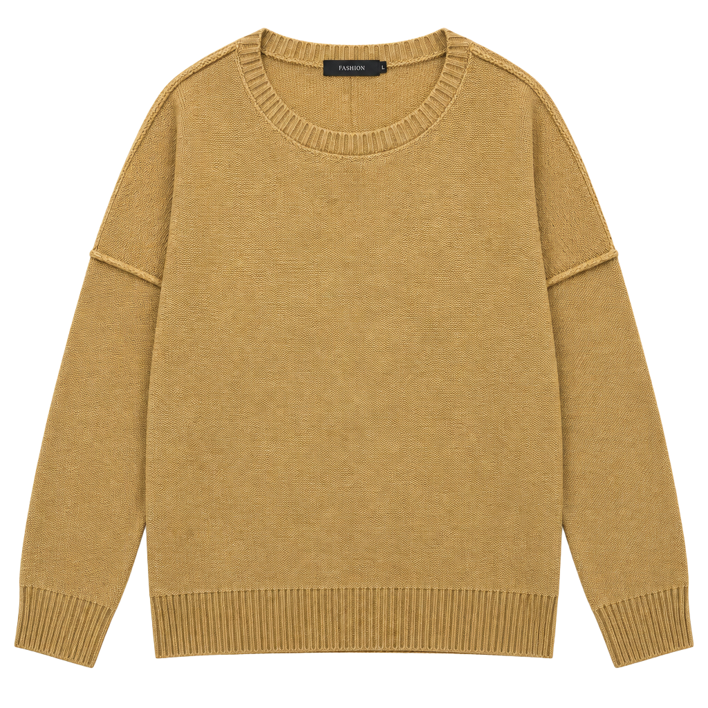 FASHION Sweater Size XL Camel Brown Knit Pullover 1