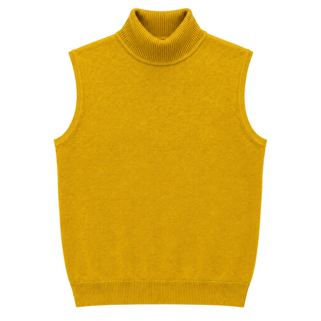 Cable & Gauge Sleeveless Turtleneck Sweater Size XL Mustard Yellow 1