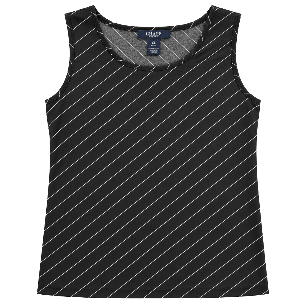 Chaps Striped Tank Top Size XL Black White Sleeveless Shirt 1