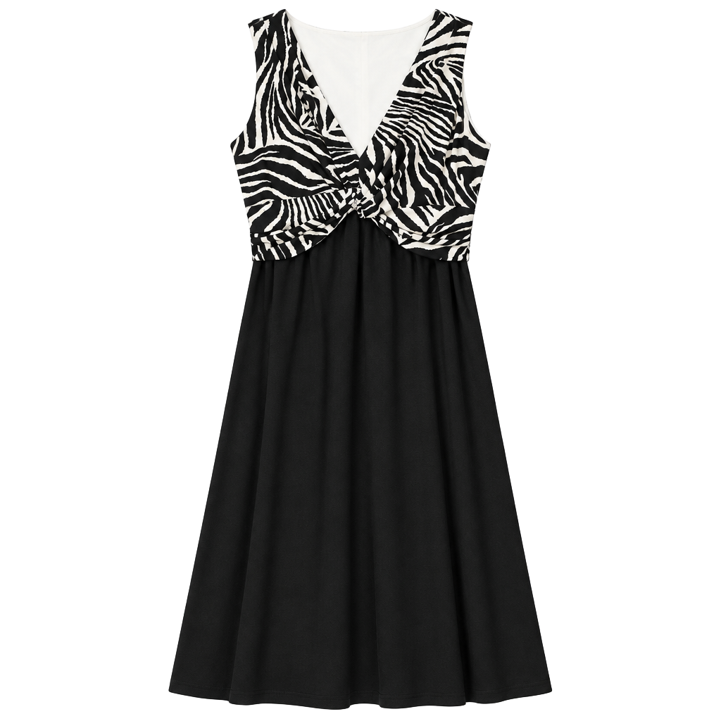 Maggy Boutique Zebra Print Dress Black White Sleeveless 1