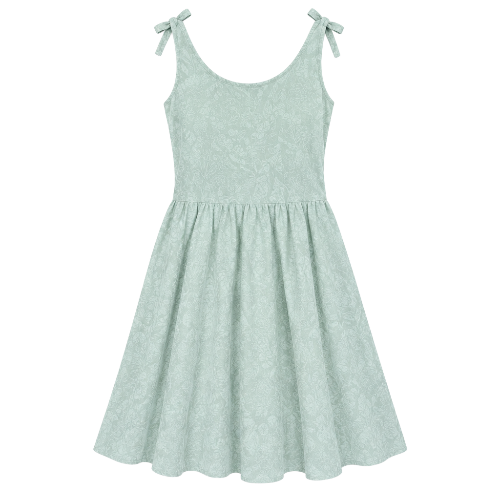 Romwe Sage Green Shoulder Tie Babydoll Mini Dress 1