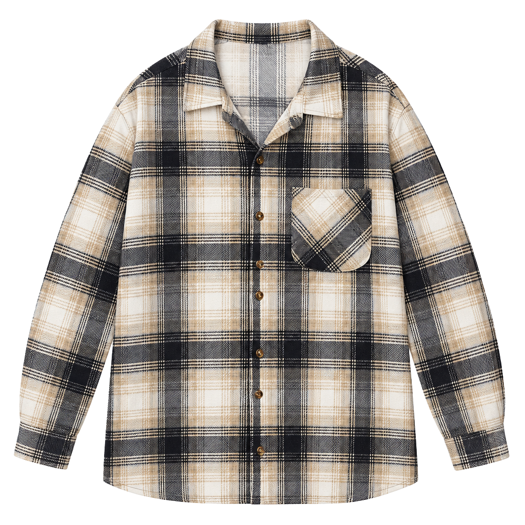 Eden & Olivia Maternity Plaid Flannel Shirt Size 1X Black Beige 1
