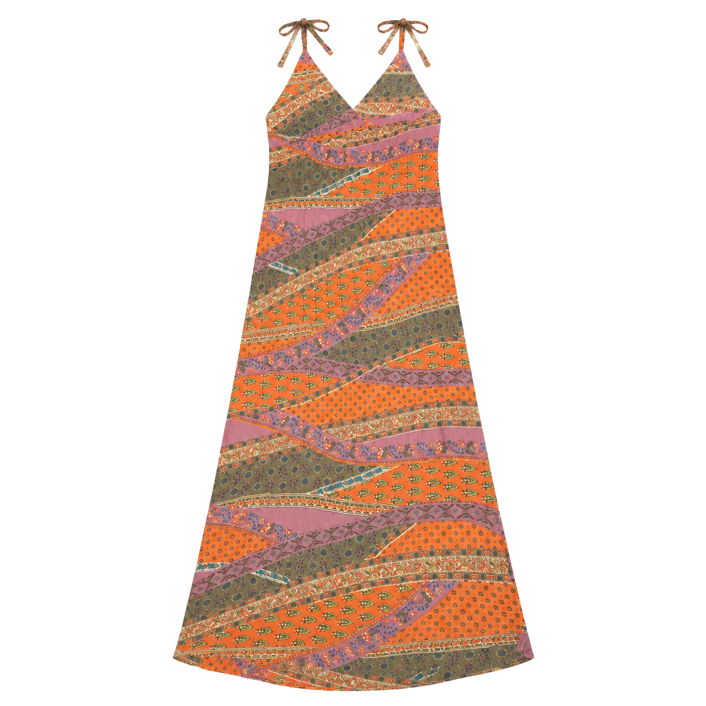 Boho Style Maxi Dress Size S 100% Silk Halter 1