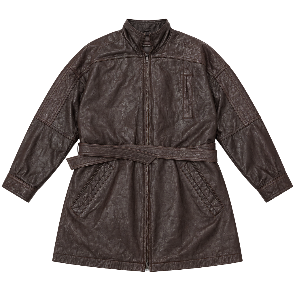 Vintage Wilsons Leather Jacket Size L Brown Thinsulate Belted Leather Coat 1