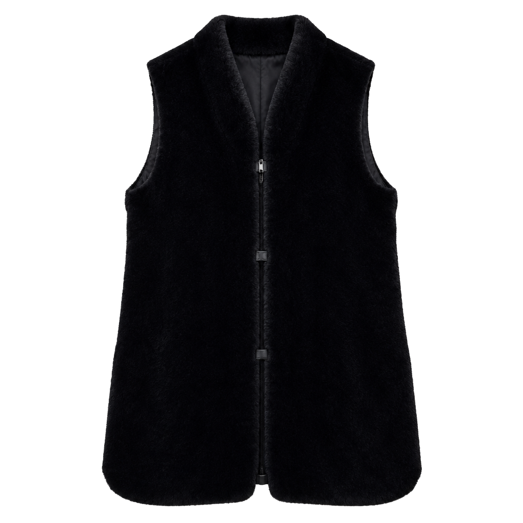 Vintage Jordache Faux Fur Vest Size 13-14 Black Studded Made In USA 1