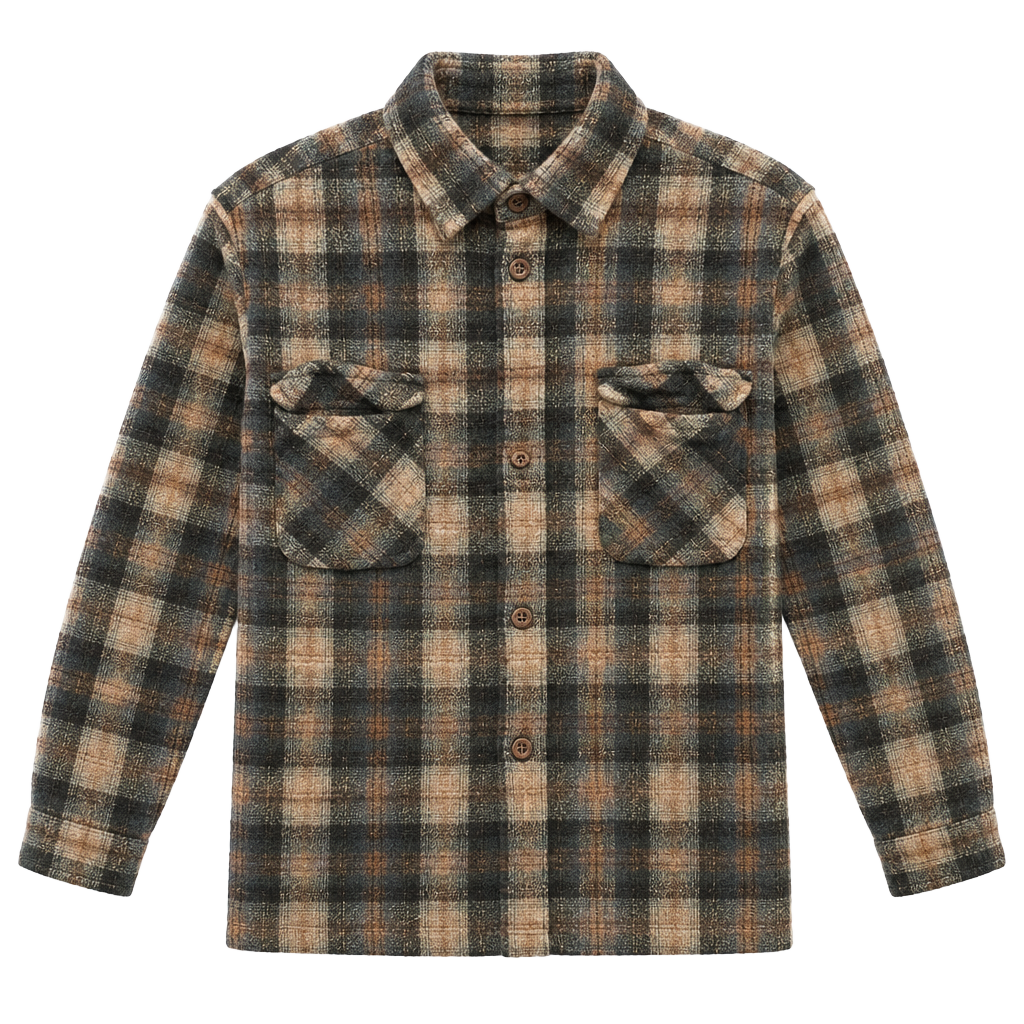 Pendleton Wool Shirt Size L Brown Plaid Vintage Virgin Wool 1