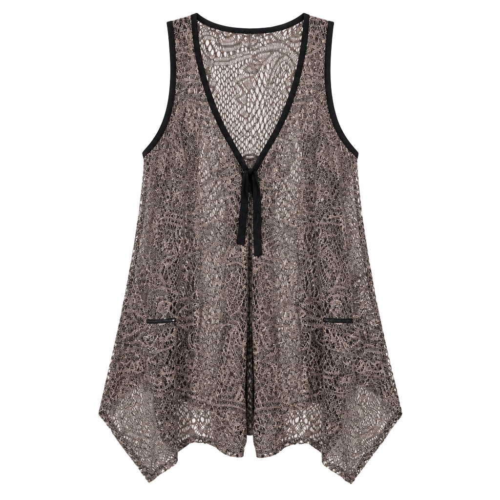 Pretty Angel Boho-Style Crotchet Knit Asymmetrical Vest 1