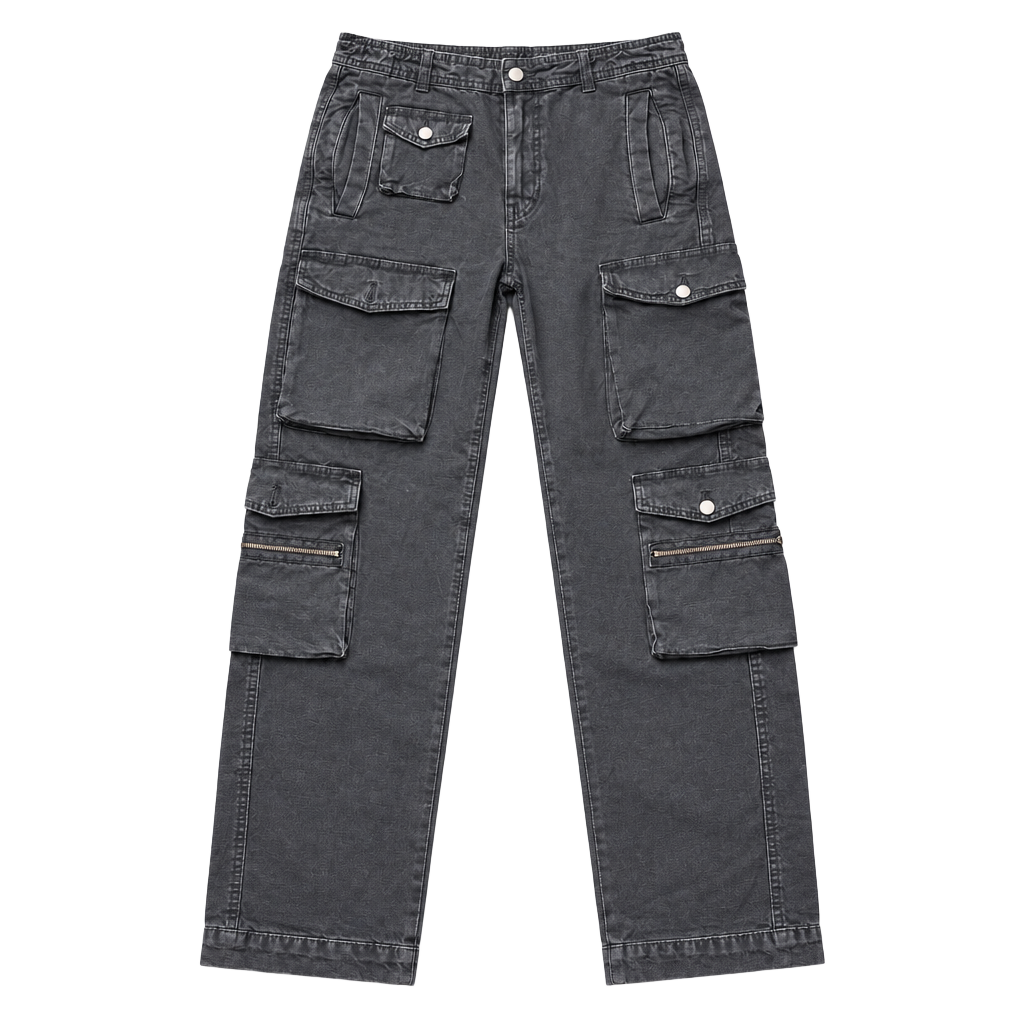 Zara Cargo Pants Size M Grey Multi-Pocket 1