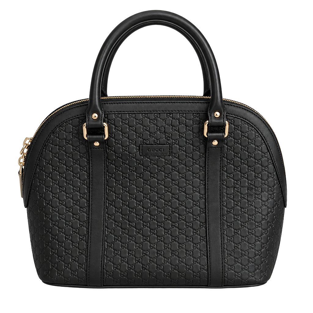 Gucci Guccissima Leather Dome Satchel Black Handbag 1