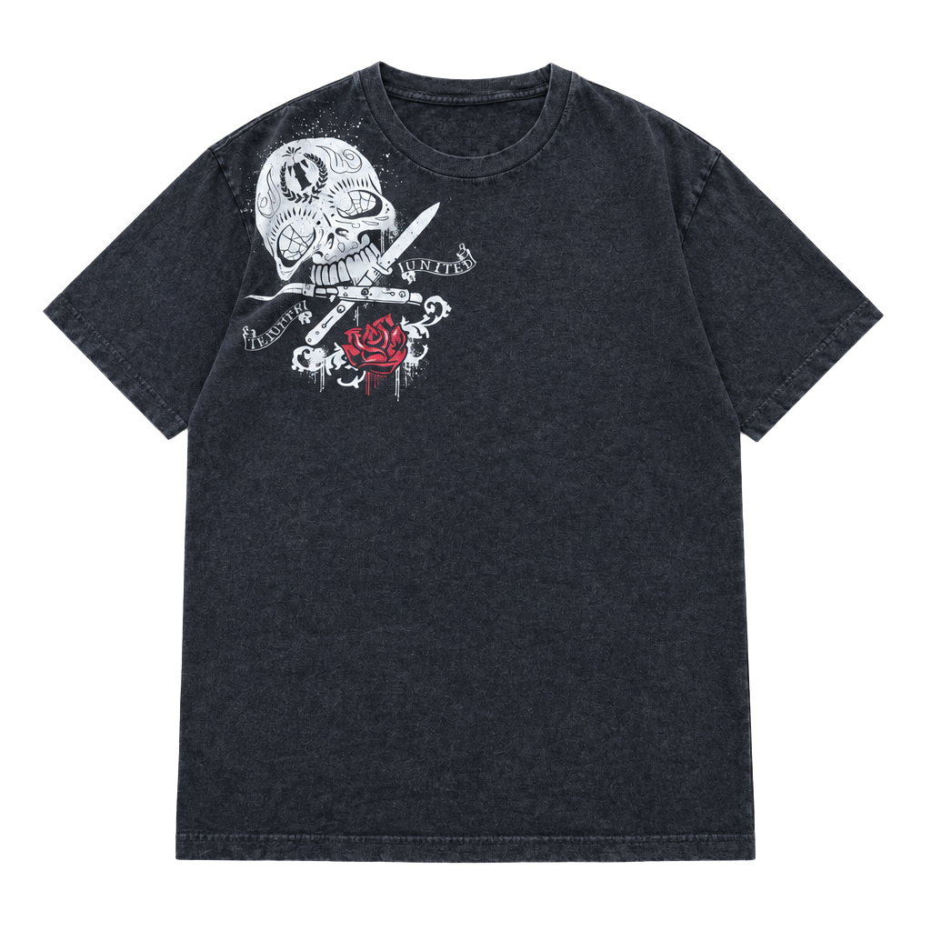 Triumph United T-Shirt Size Large Black Graphic Skull Rose 1