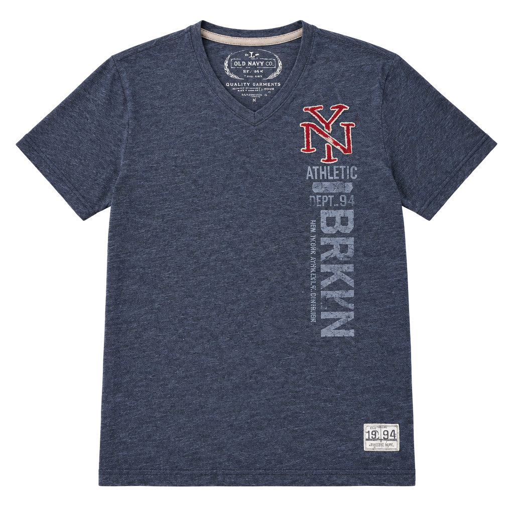 Old Navy V-Neck Graphic T-Shirt Size L Gray Brooklyn New York 1