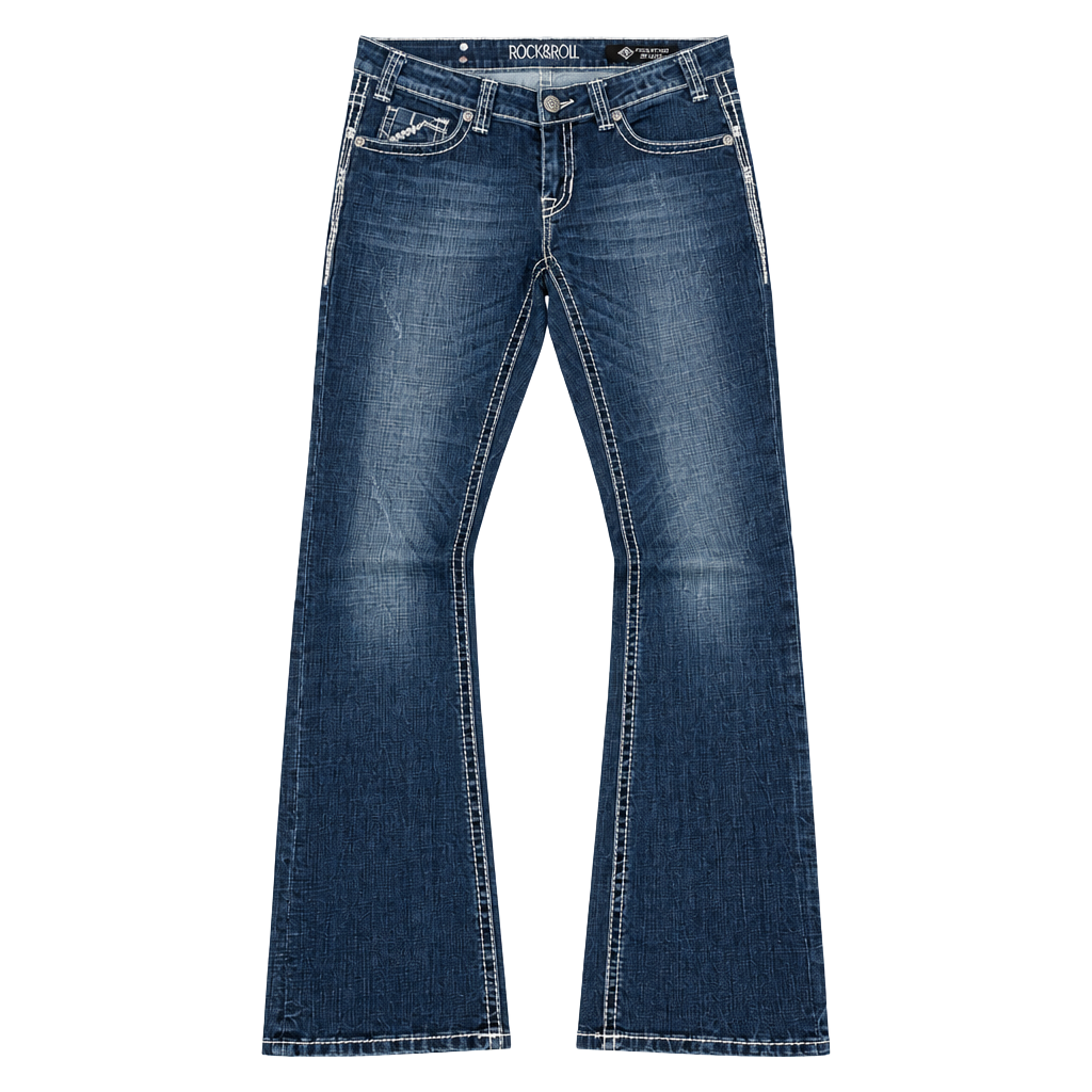 Rock & Roll Jeans Size 30x30 Blue Distressed Bootcut 1