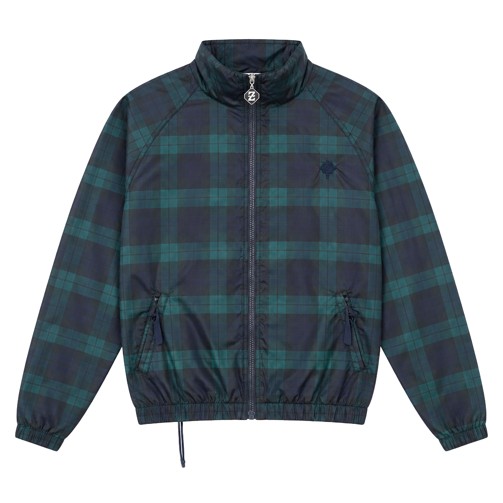 Jerzees Plaid Windbreaker Jacket Size S Green Blue Full Zip Vintage 1