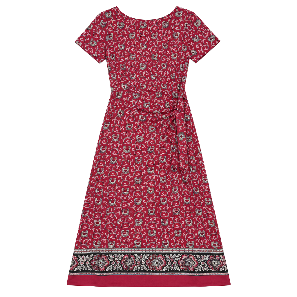 Talbots Silk Dress Size 6 Petite Pink Paisley Short Sleeve 1