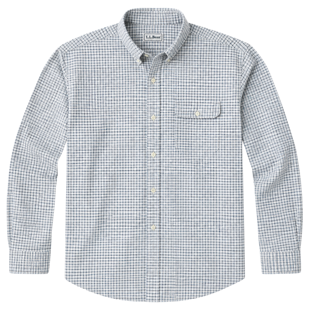 Vintage LL Bean Button Up Shirt XXL 2XL 90s Made in USA Beige Striped Multi 1