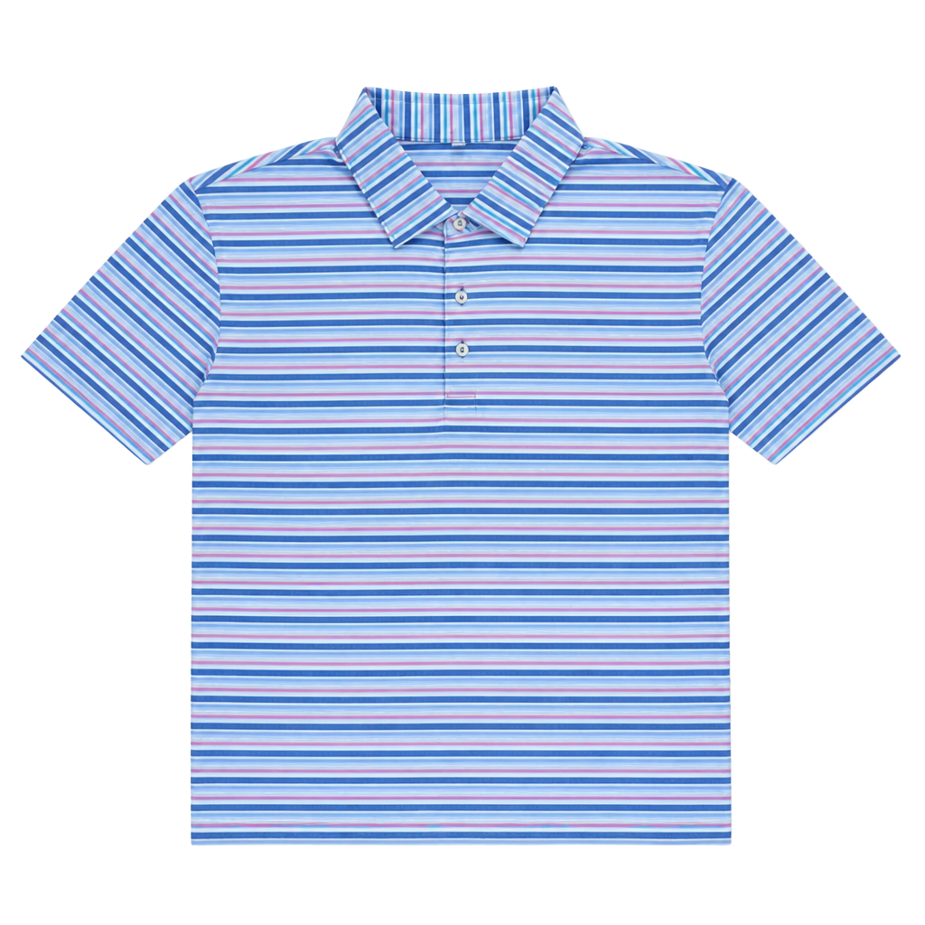 Peter Millar Summer Comfort Polo Men’s XXL Striped White Navy Pink Yellow 1