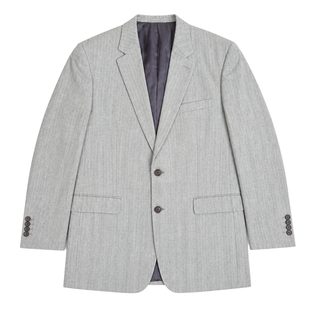 Vintage Ralph Lauren Blazer 46L Silk Wool Blend Herringbone Gray 1