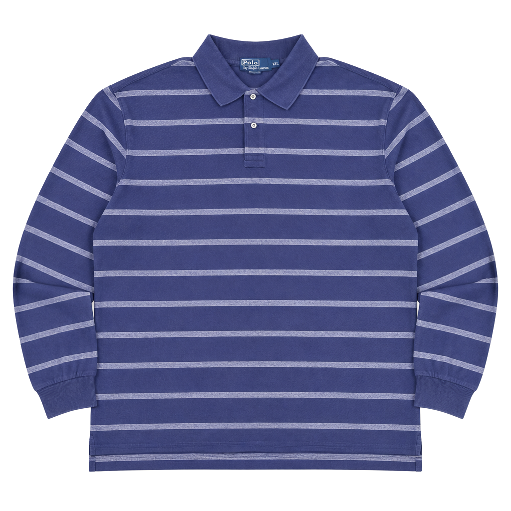 Vintage Polo Ralph Lauren Polo Men’s XXL Long Sleeve Striped Navy Gray 1