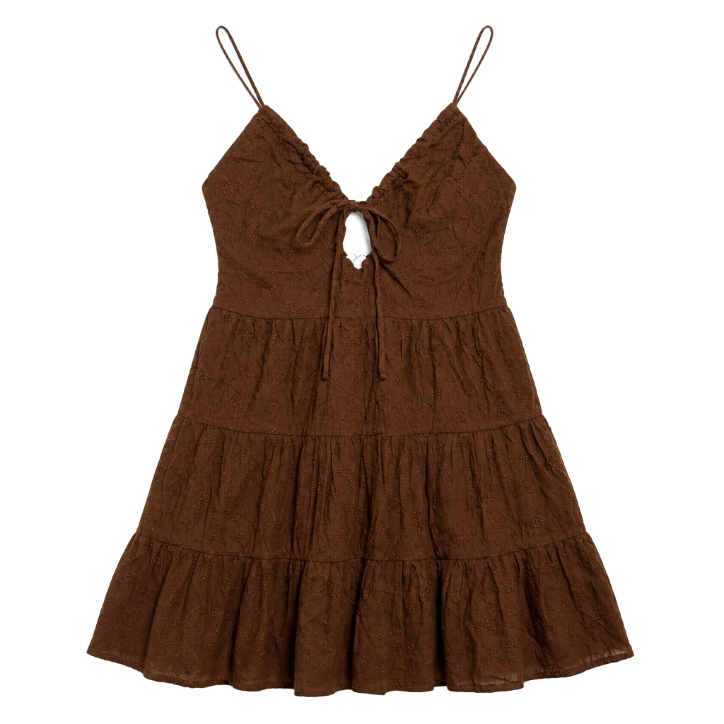 Petal & Pup Rilie Brown Front Tie Mini Dress Size Large NWT 1