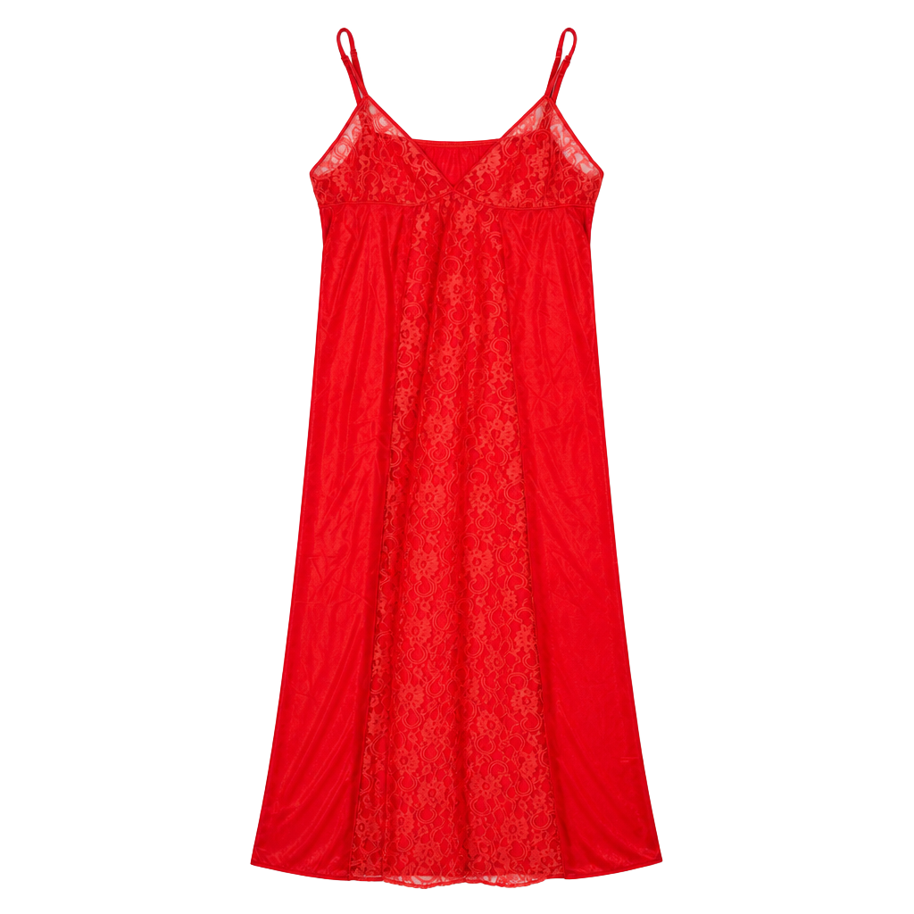 Vintage Spotlight Red Lace Long Nightgown Size Medium Made in USA 1