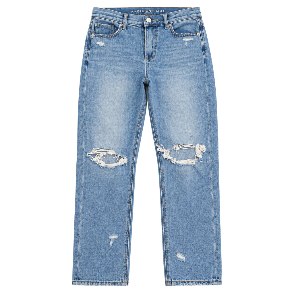 American Eagle Outfitters Mom Jean Size 2 Short Light Wash Distressed Ripped 1