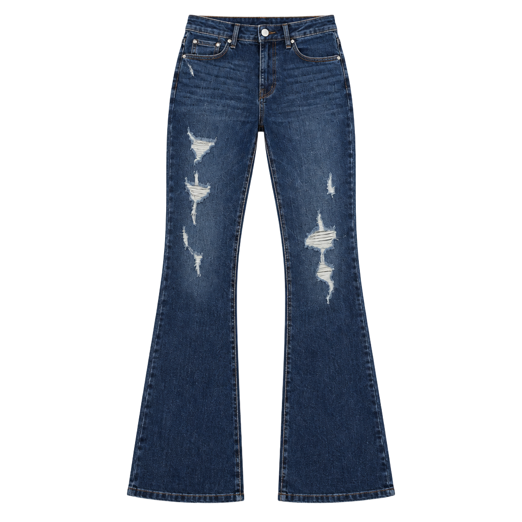 Petra Distressed Flare Jeans Size 15/31 Blue Denim 1