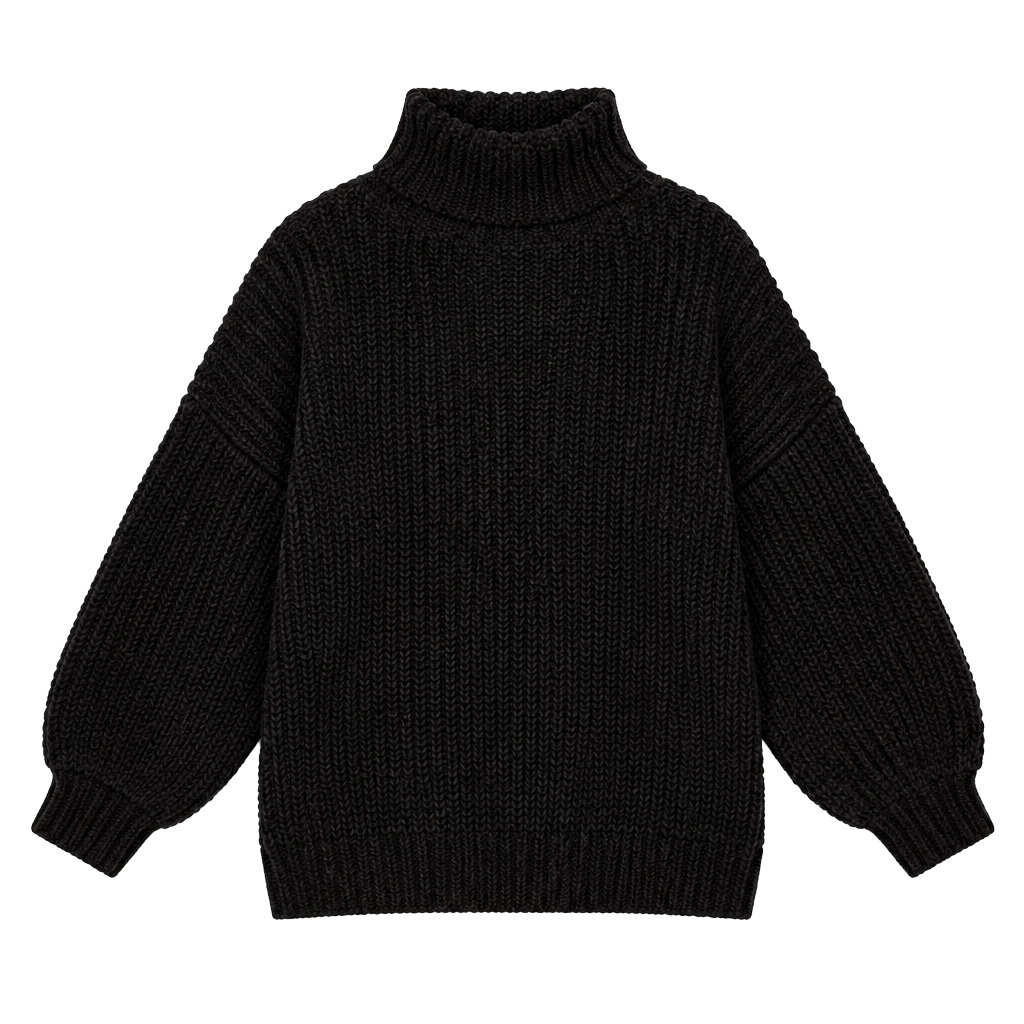 Free People Turtleneck Sweater Size M Black Ribbed Oversized 1