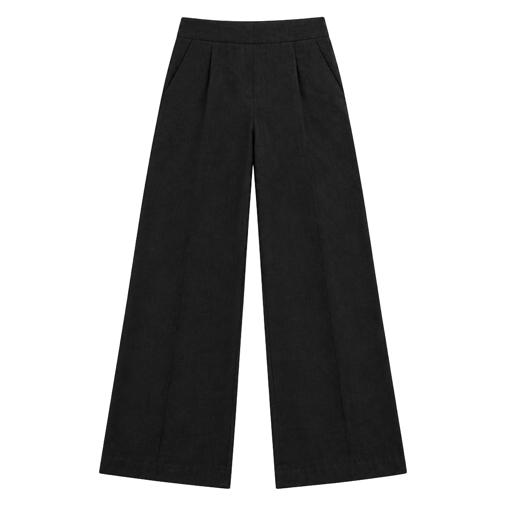 Sharagano Wide Leg Pants Size 18 Black Linen Rayon Suit Trousers 1