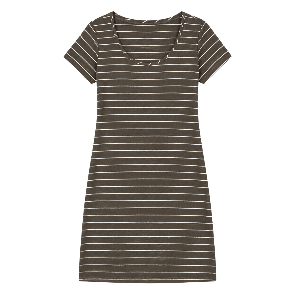 Calvin Klein T-Shirt Dress Size 6 Brown Striped Short Sleeve Scoop Neck 1
